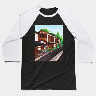 Watercolor - Japanese street Baseball T-Shirt